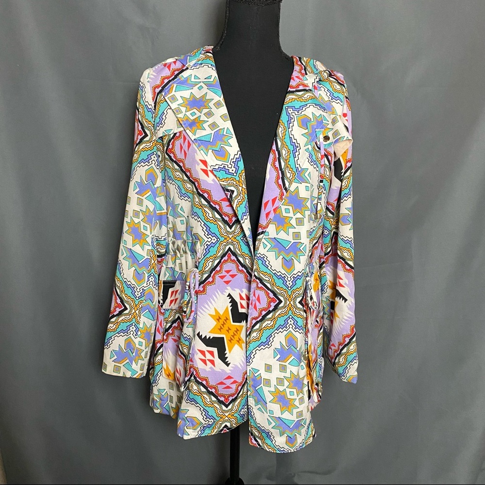 Naven Geometric Print Open Front Jacket XS